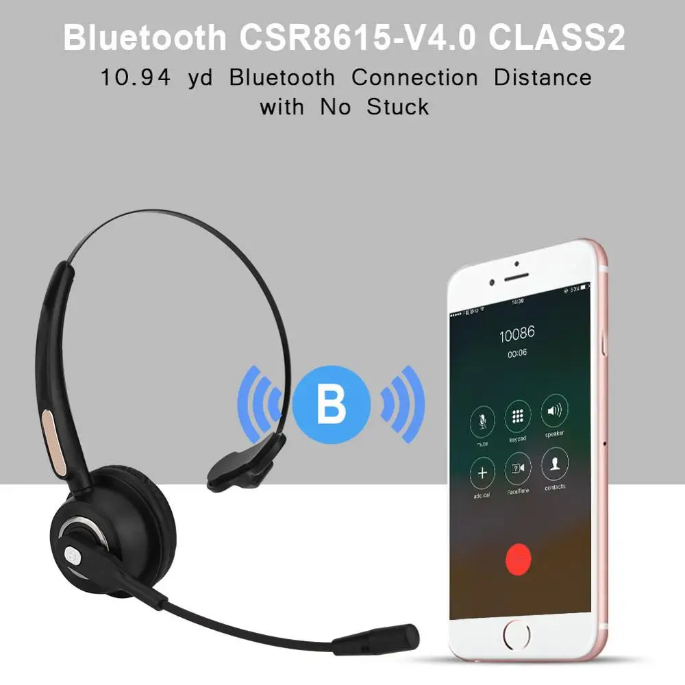 Bluetooth-гарнитура для колл-центра, беспроводные Накладные наушники с шумоподавлением для водителей грузовых автомобилей, офисных телефонов колл-центра