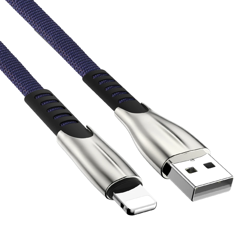 Кабель USB для передачи данных из цинкового сплава для iPhone 6 S 6 S 7 8 Plus 5 5S X XR XS Max 11 Pro iPad Long 1m 2m 3m Быстрая зарядка - Цвет: Синий
