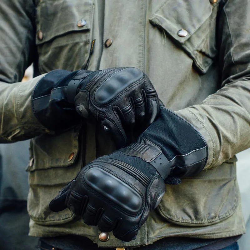 

Waterproof Winter H2O Gloves Motorcycle Ride Men's Leather Gloves with Protective Hard Knuckle Unisex