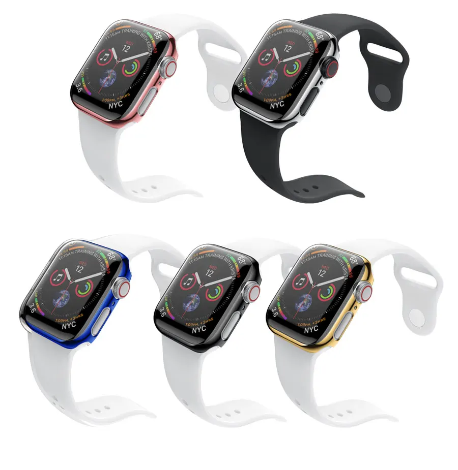 

New PC matte protective case + tempered film 2 in 1cover case For Apple Watch band 2 3 4 5 Case 44mm/40mm iwatch band screen pro