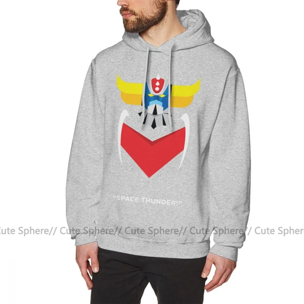 Худи Grendizer, худи Grendizer, ХХХ, Открытый пуловер, худи, хлопок, серый, мужские, повседневные, Осенние, с длинным рукавом, толстовки