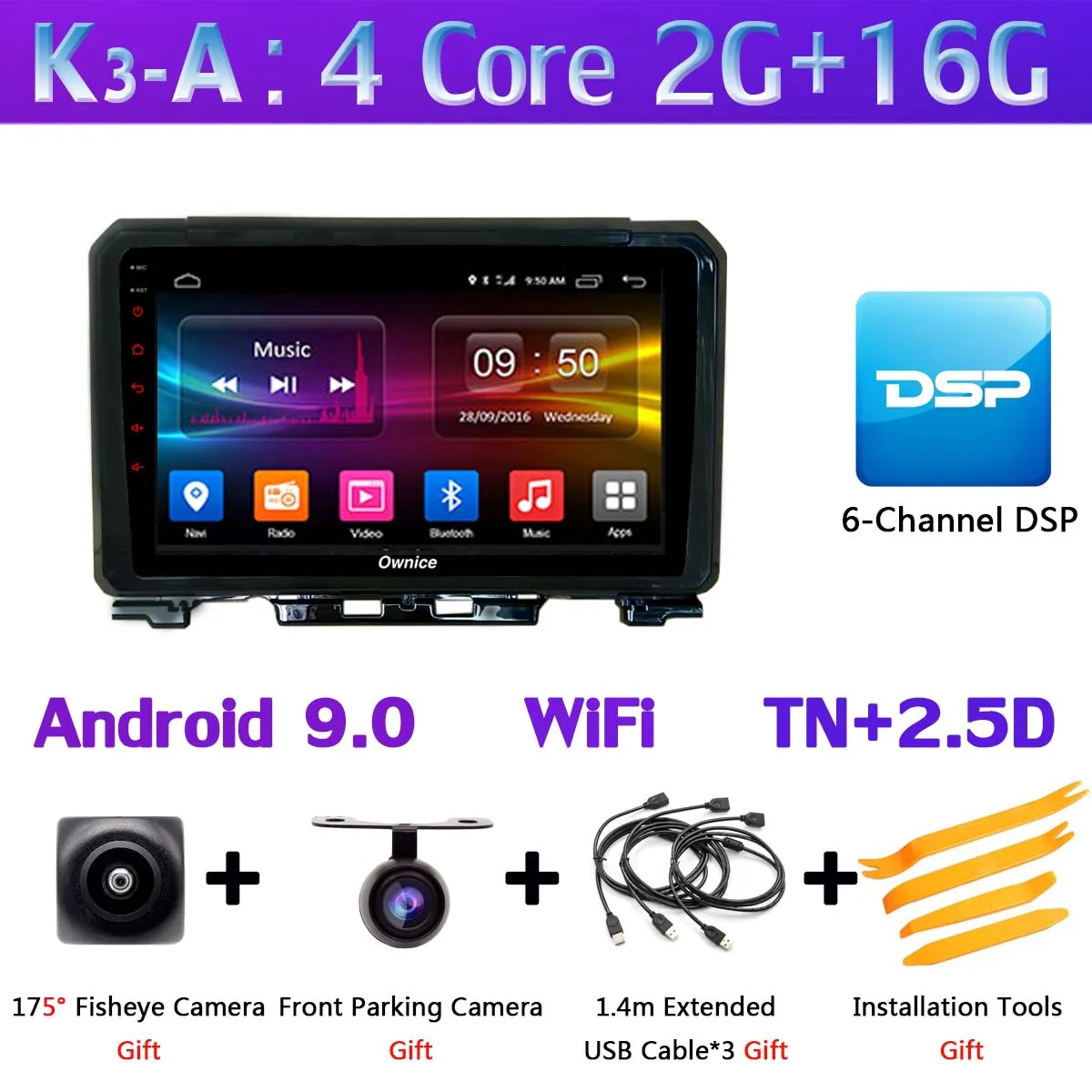 K3-A 360 ° панорамный 4G LTE+ WiFi Android 9,0 8Core 4+ 64G Автомобильный мультимедийный плеер CarPlay Android Авто DSP gps радио для Suzuki Jimny - Цвет: K3-A