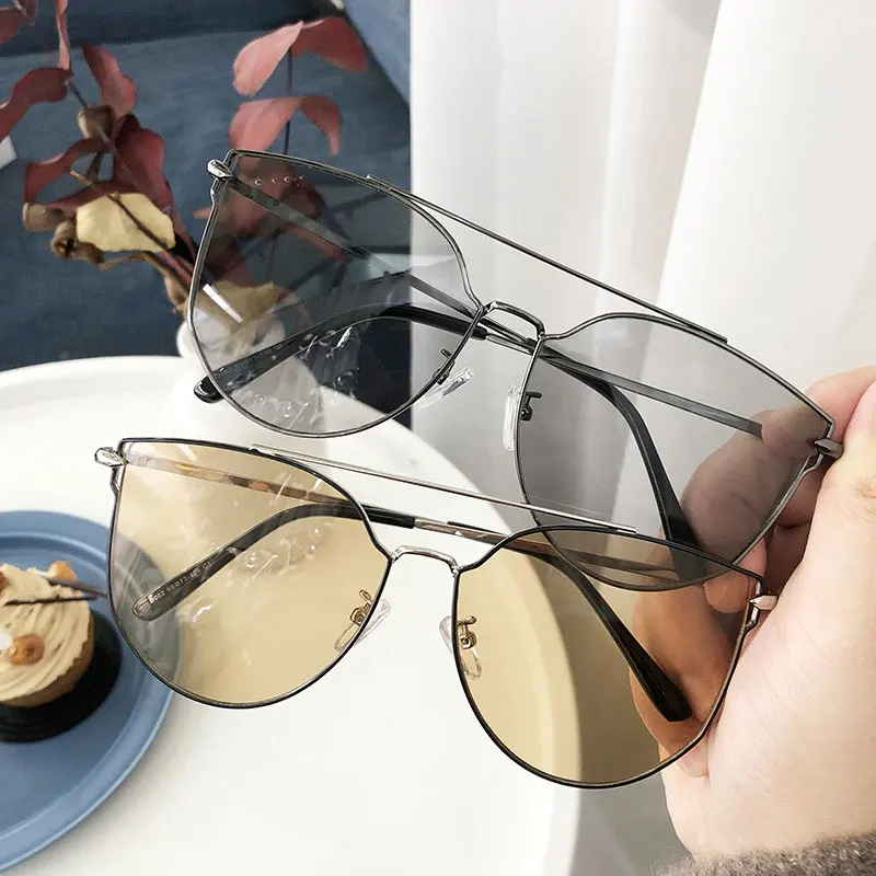 Gafas, Ретро стиль, кошачий глаз, большие солнцезащитные очки, фирменный дизайн, металл, Wo, для мужчин, s, солнцезащитные очки, светильник, серые линзы, мужские оттенки, uv400