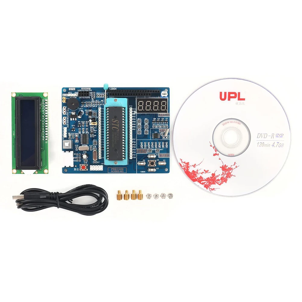 STC89C52 аксессуары для плат MCU Compact Легкая установка минимальная система обучения ЖК-экран с CD микроконтроллером