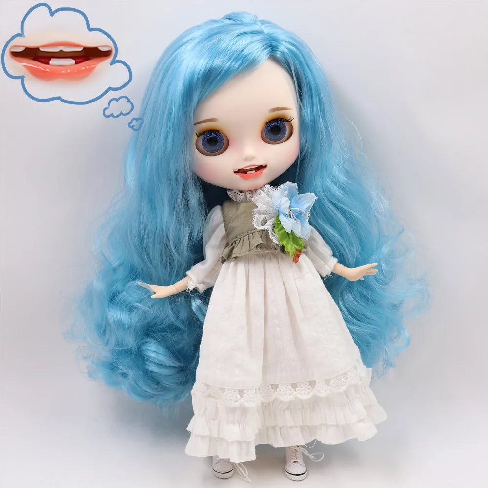 Ледяной DBS Blyth кукольные нет. BL6227 голубые волосы резные губы клыки матовая лицевая