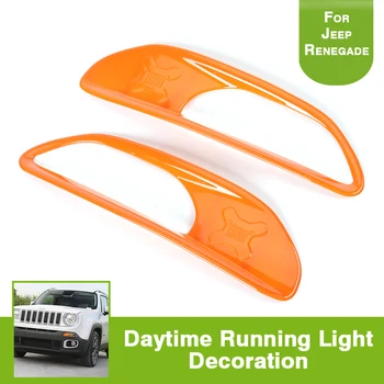 

Car Styling Accessories for Jeep Renegade 2014-2016 Daytime Running Light Trim DRL Lamps ABS Orange Frame Protector 2PCS
