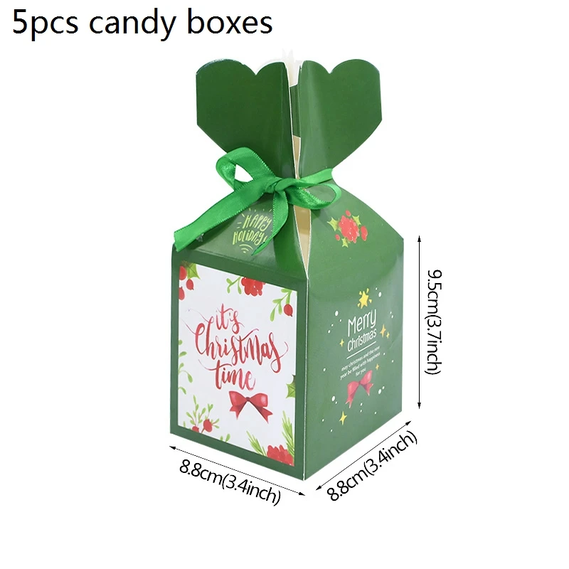 B07 green apple box Christmas Candy Box Bell Christmas Tree Candy Apple Packing Box Christmas Eve Party Cookie Bag Gift Box Navidad Candy Box Decor - Цвет: B07 green apple box