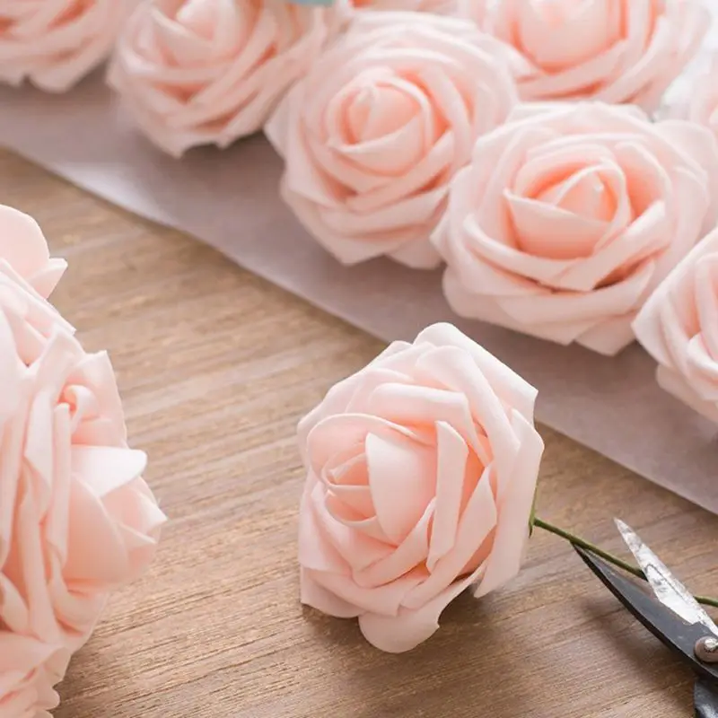 50 шт./кор. как настоящие Искусственные из ПЭ пены розы цветы для DIY Свадебные букеты центральный прием гостей в доме невесты украшения дома