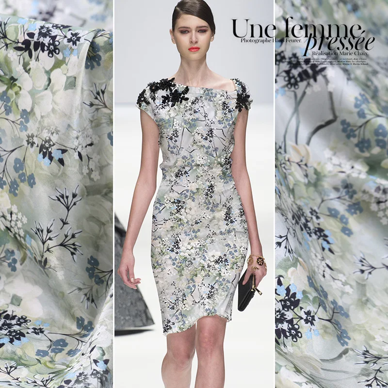 108 см широкая натуральная шелковая ткань 19 мм цифровой струйный Шелковый ткань сатин-стрейч драповая рубашка платье ткань оптом шелковая ткань