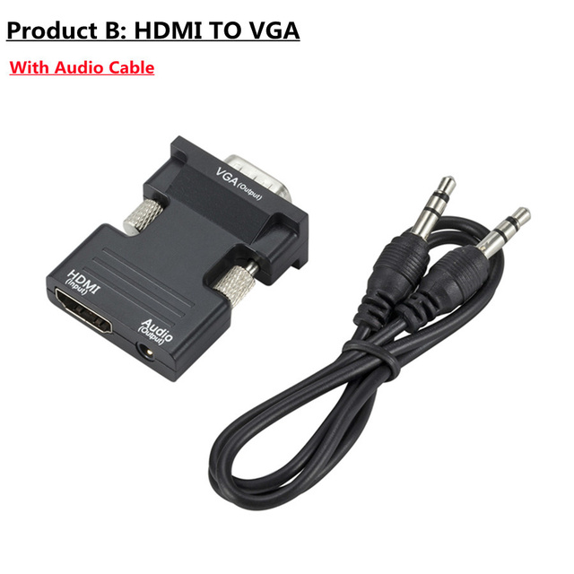 VGA To HDMI-compatible Converter Adapter VGA Adapter for PC Laptop To HDTV Projector Video Audio HDMI-compatible To VGA