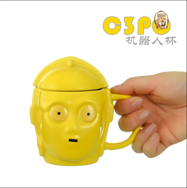 Маленькая золотая C 3PO керамическая чашка с крышкой кружка для воды креативная