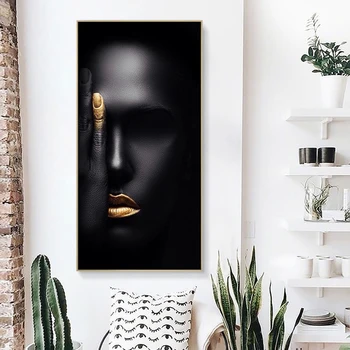 

Abstract Black Nordic Woman Face Oil Painting on Canvas Posters and Prints Cuadros Wall Art Pictures For Living Room