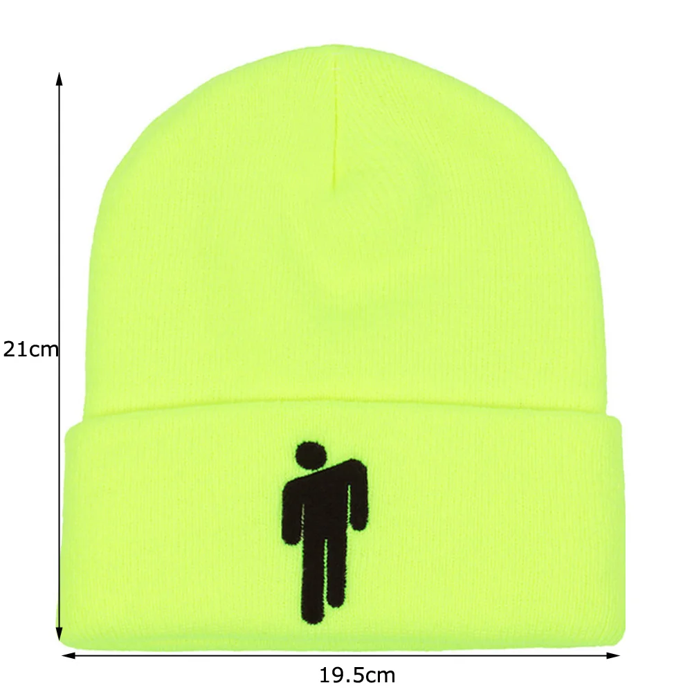 Вышивка Billie Eilish Beanie шапка вязаное, тёплое, зимнее шапки для мужчин и женщин Твердые хип-хоп повседневные манжеты Beanies Stickman Bonnet