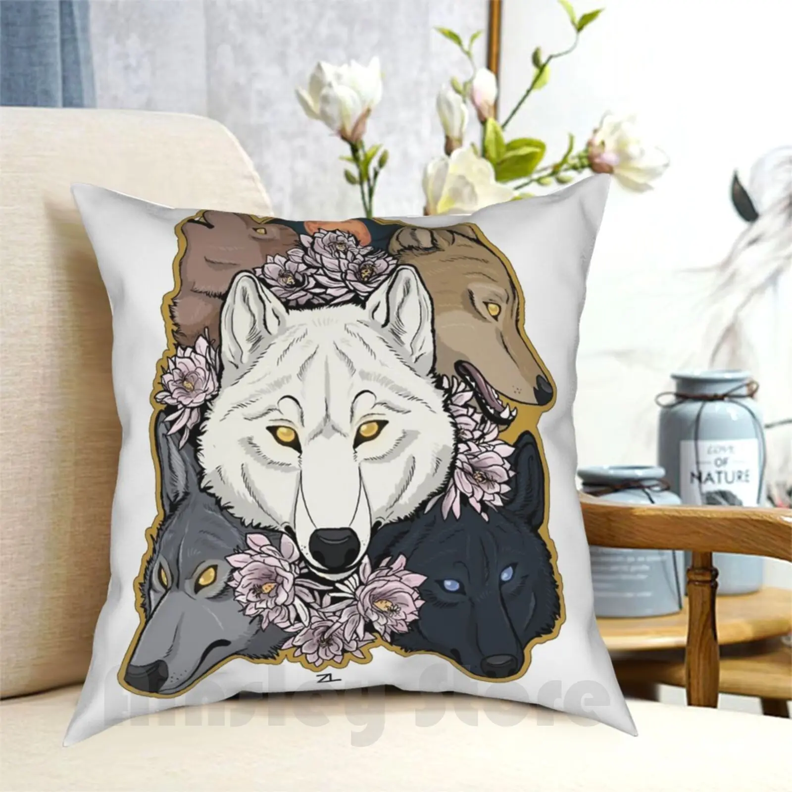 

Чехол для подушки в стиле аниме, волк, волки, собачьи животные