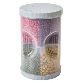 

Plastic Cereal Storage Box 4 Separate Grid Rice Flour Grain Food Container Seal