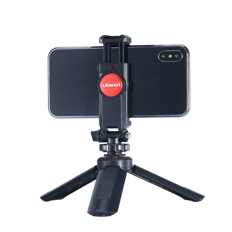 Ulanzi ST-06 360 Degree Rotation Vertical Bracket Phone Clip Holder Clamp Mount with Cold Shoe for DSLR Phone Photo Monitoring
