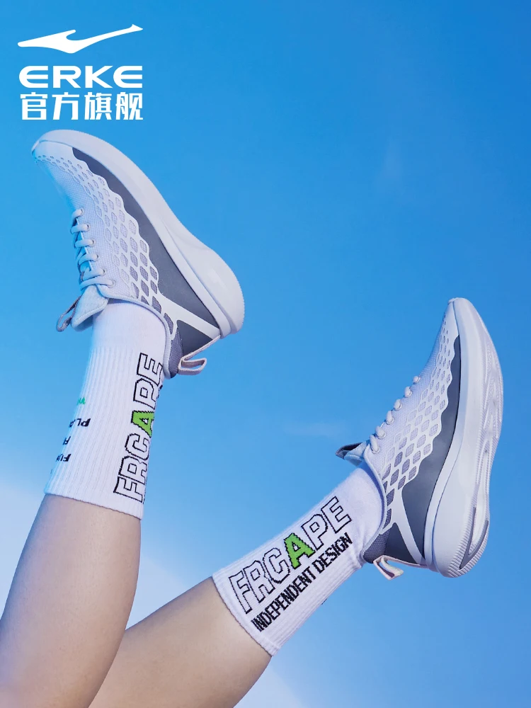 Erke sports shoes women's new autumn large mesh slow wear-resistant anti-skid shock absorption running shoes