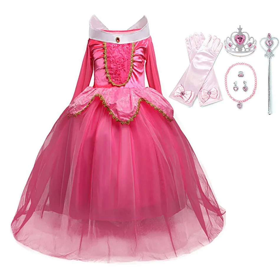 Девушки платье принцессы Авроры на Хэллоуин Костюм Спящая красавица для детей