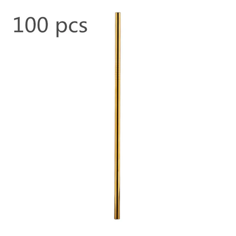 100 Pcs Золотые соломинки 100 шт./компл. металлическая соломинка многоразовые Оптовые трубочки для напитков из нержавеющей стали 215 мм Прямые согнутые соломинки для напитков - Цвет: 100 Pcs