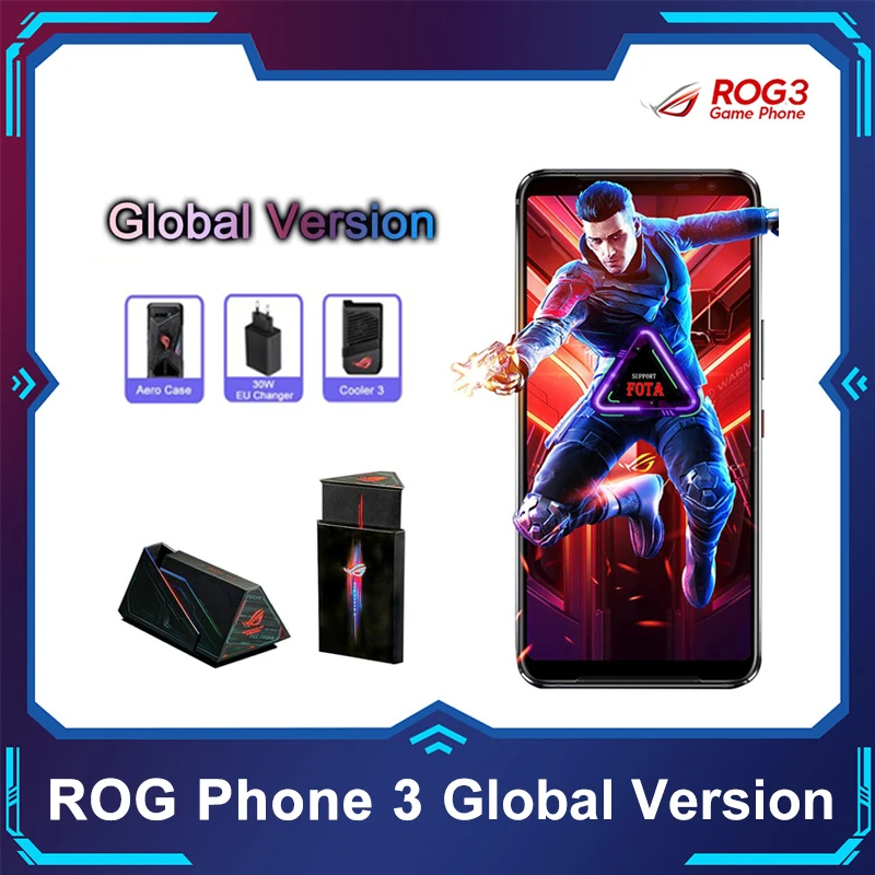 ASUS ROG Phone 3 глобальная версия 5G смартфон Snapdragon865plus 256/512ROM 6000 мА/ч OTA Update Android Q игровой