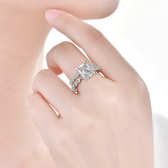 OEVAS 100% 925 Sterling Silver Wedding Rings Set For Women Sparking Created Moissanite Gemstone Diamonds Engagement Fine Jewelry 6