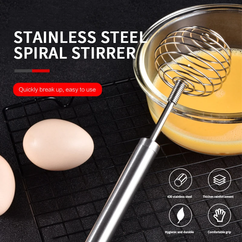 Stainless Steel Egg Beater, Wire Coil Spiral Whisk, 7 Inch