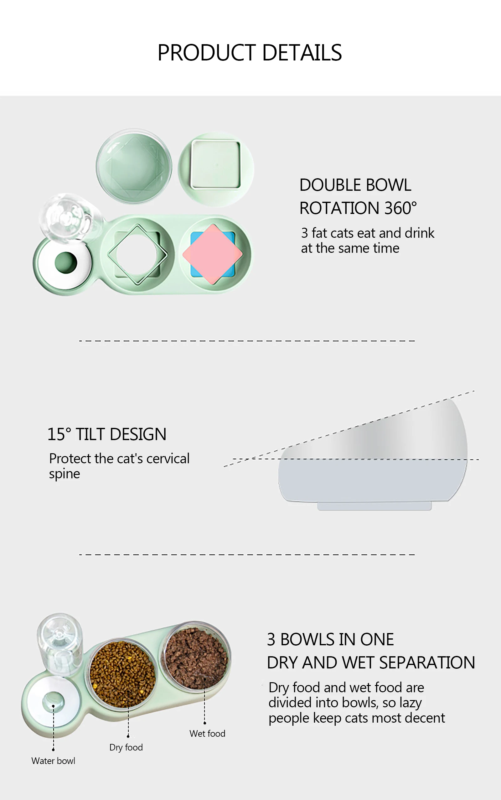 Title 2, Pet Bowl Cat Double Bowls Food Water Feeder Wit...