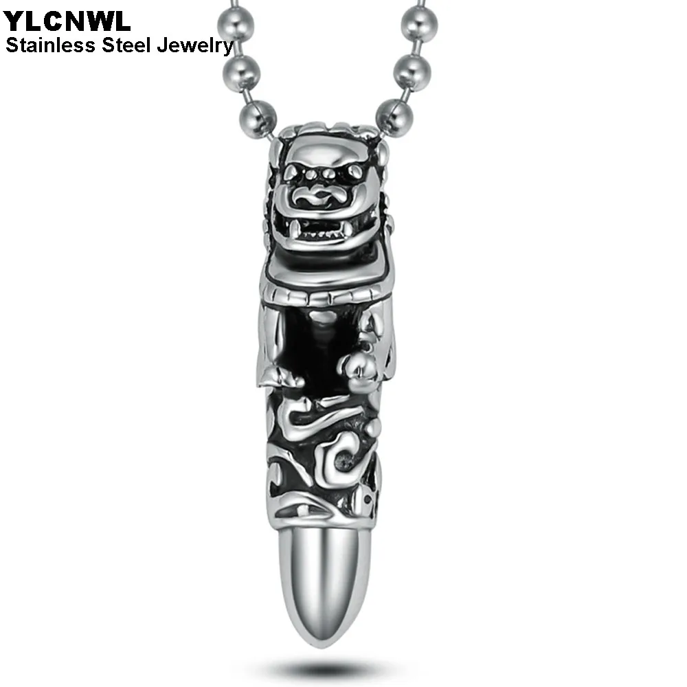 Fashion Titanium Steel Bullet Pendant Necklace For Men Boy Male Chains Amulet Jewelry Holiday Gift | Украшения и аксессуары