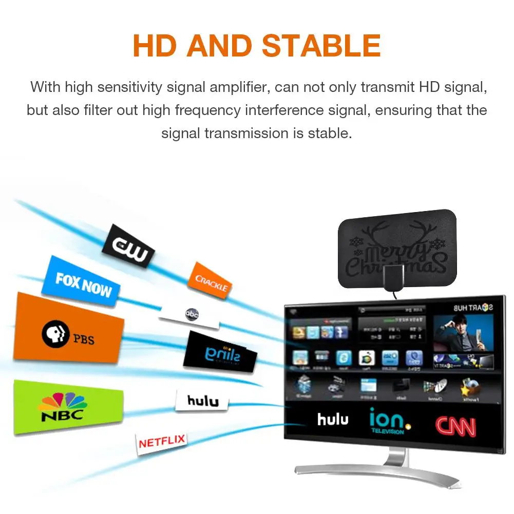 Рождественская HD ТВ антенна Рождественская Мини HD цифровая ТВ антенна ТВ приемное устройство ТВ антенна Рождественское украшение для дома