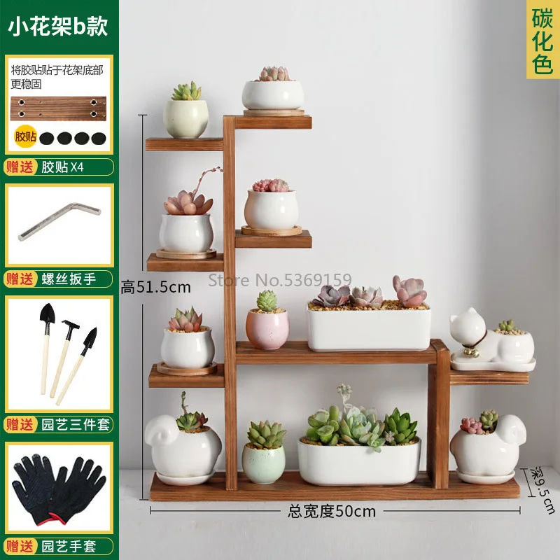 Desktop Bay Window Table More Meat Flower Shelf Indoor Living Room Small Flower Stand Balcony Flower Pot Rack Storage Decoration - Цвет: Белый