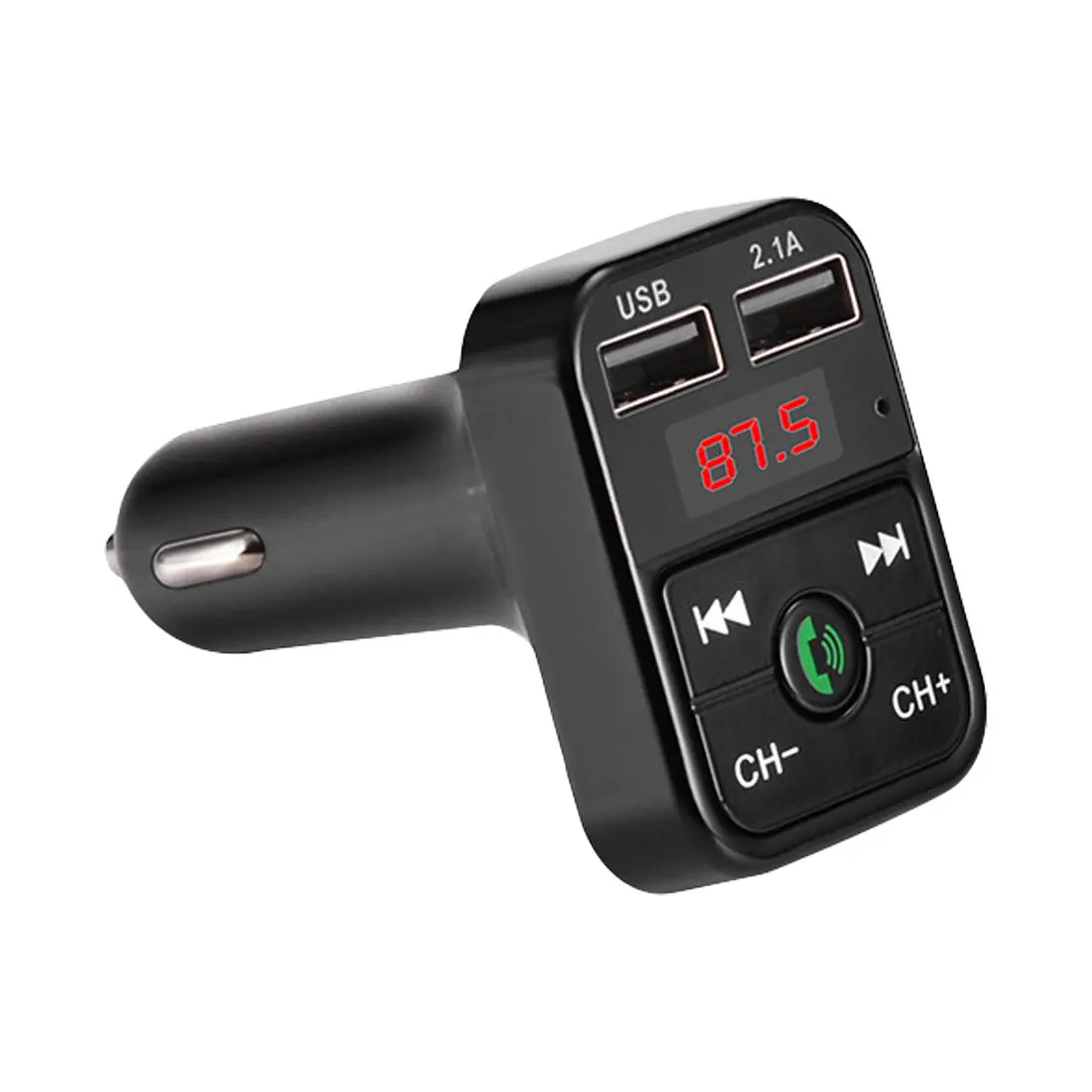 Автомобильный Bluetooth fm-передатчик, беспроводной приемник, Автомобильный светодиодный MP3-плеер 2.1A, двойное USB быстрое зарядное устройство, автомобильные аксессуары - Название цвета: Черный