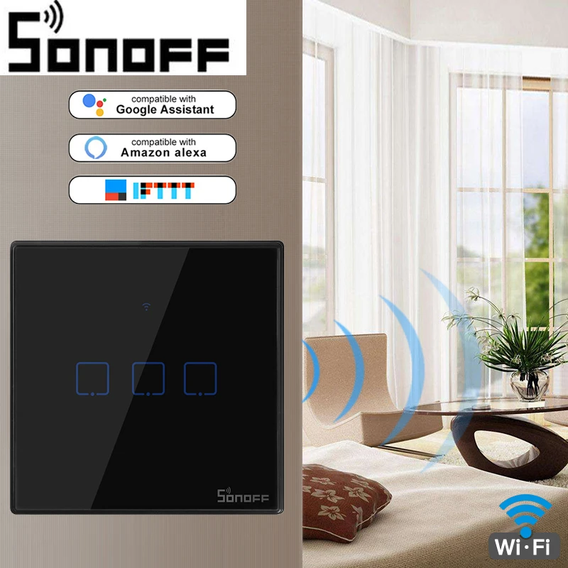 

SONOFF T3 WiFi Smart Switches With 3C-TX Gangs(EU & UK &US),Works With Amazon Alexa And Google Assistant,With IFTTT Function