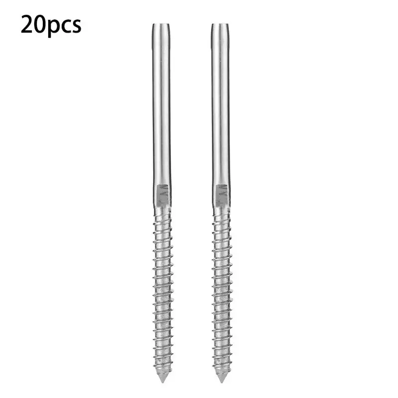 

Lag Screw Stud Thread Fitting Terminal, 1/8" Cable Railing Hardware Stainless Steel 316 Marine Grade 20 Pack