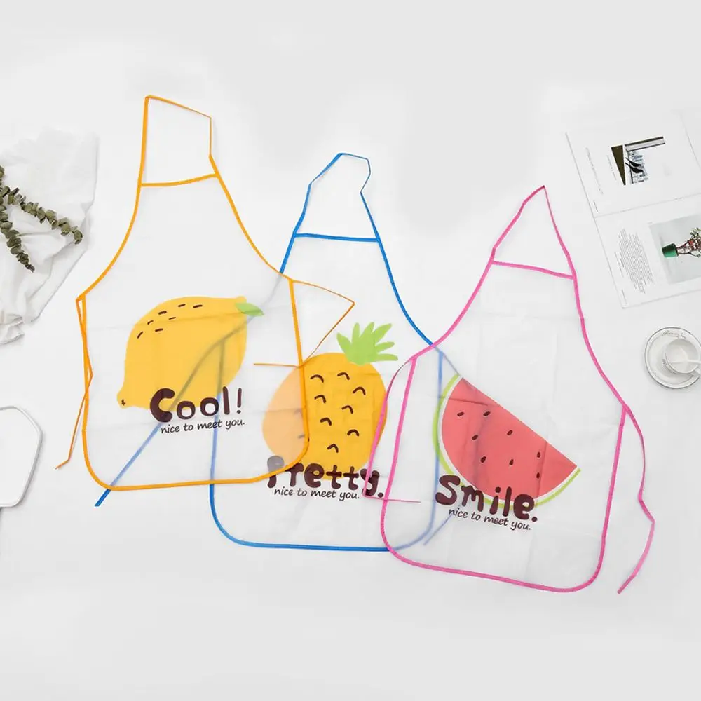 

Fruit Pattern PVC Aprons for Baking Cooking Waist Bib Kitchen Accessories Sleeveless Waterproof Anti-oil Aprons BBQ Tools