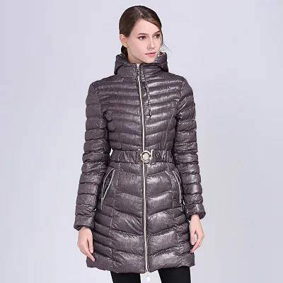 Dark Gray Новое Женское зимнее пальто с поясом, Высококачественная Женская одежда, Брендовые пальто и куртки, модные женские парки QQ054 - Цвет: Dark Gray