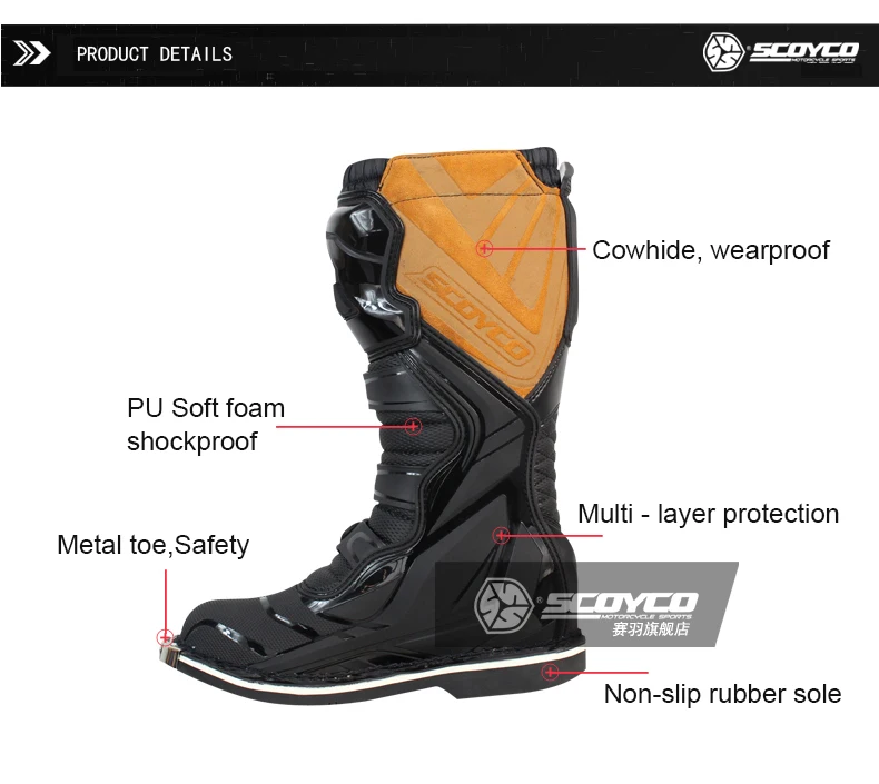 Scoyco mbm001 cor fora de estrada botas de corrida da moto cicleta botas moto cross moto equitaque joelho longo sapatos altos pesa