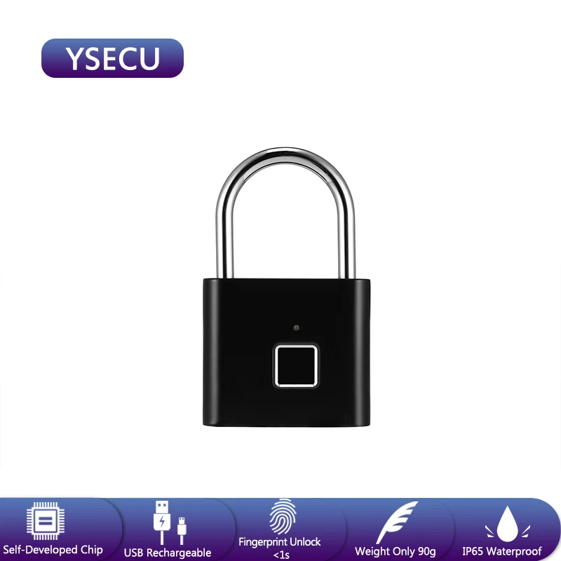 YSECU, отпечаток пальца, умный замок, USB зарядка, дверной замок, цинковый сплав, металл, портативный, Противоугонный, отпечаток пальца, замок для чемодана, сумка