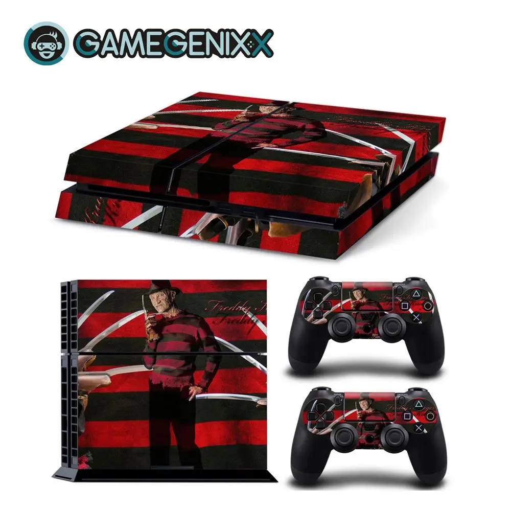 GAMEGENIXX кожаный виток винилопласта с наклейкой чехол Полный набор для PS4 консоли и 2 контроллера-Freddy Krueger