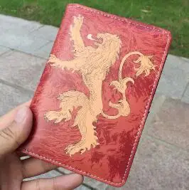 House Lannister Игра престолов House Stark icewolf Targaryen Обложка для паспорта из искусственной кожи Дорожный Чехол Держатель для паспорта ID Папка защитная - Цвет: House Lannister