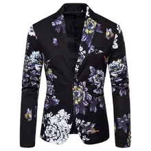 

New Style Slim Fit Men Suit For Wedding Mens Floral Blazer Jacket green Black White Printed Homens Blazers Prom Wear S-3XL