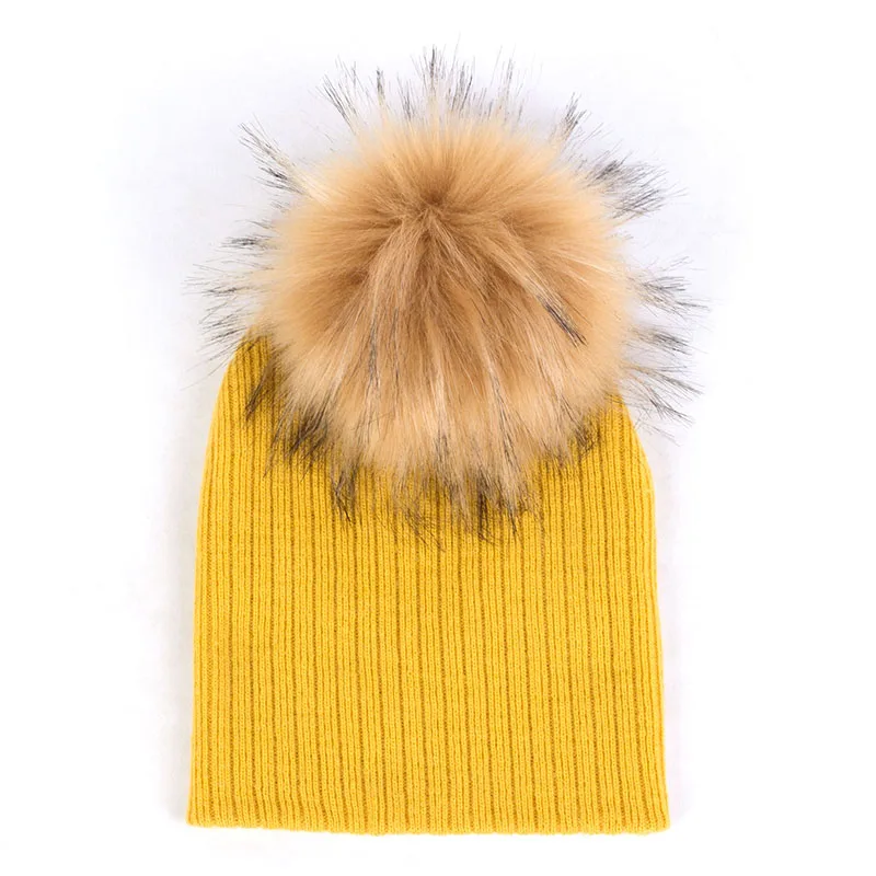 Ginger14 Geebro новорожденных девочек мальчиков kullies Beanies Зимние теплые ушные Hairball детская шапка для малышей с помпонами кепки унисекс DK942 - Цвет: Ginger14