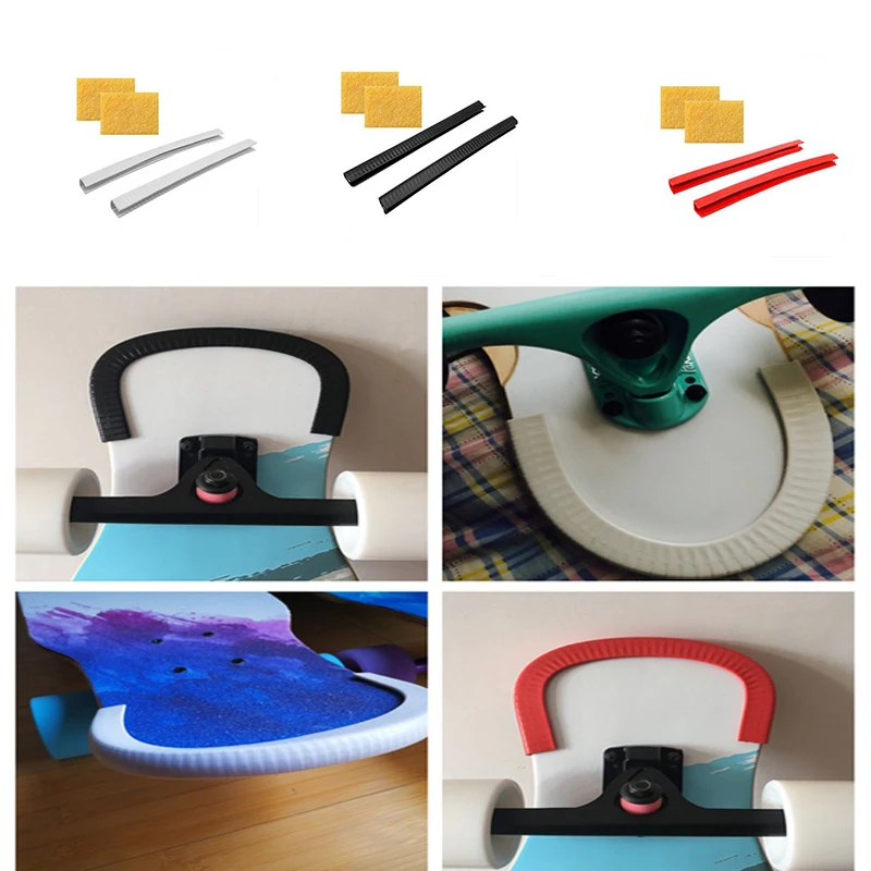 2pcs 32cm Anti Damage Skateboard Strip Longboard Road Skate Deck Head Protect Rubber Skateboard