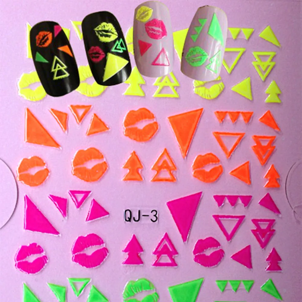 Halloween Neon Owl Nail Art Sticker Fluorescent Crystal Nail Decal Waterproof DIY Manicure Lightning Decoration French Nail Art