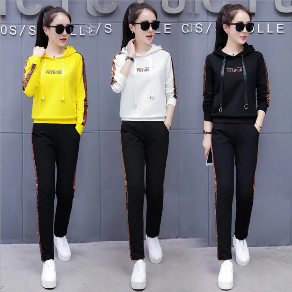 Спортивные костюмы для женщин женский спортивный костюм Модный пуловер с
