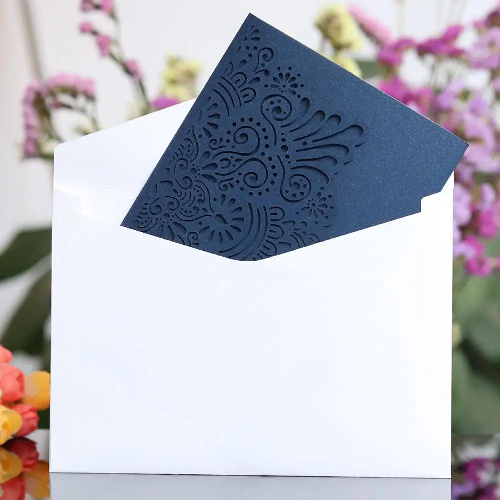  10Pcs Wedding Cards European Style Laser Cut Invitations Cards Tri-Fold Business Birthday Wedding D - 4000427758239