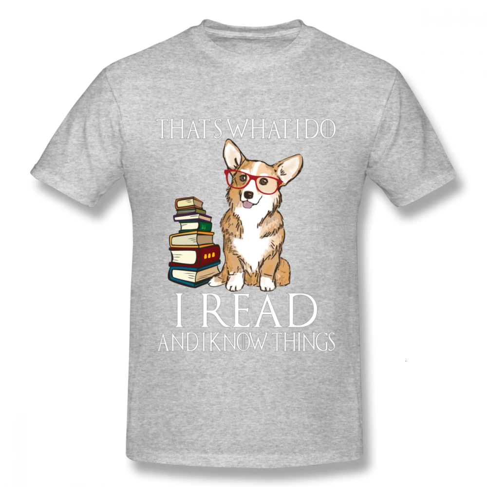 Gray Футболка one yona Boy Corgi для любителей книг, книжных ботанов, читателей или учителей английского языка, футболки с круглым воротником и короткими рукавами с милой собачкой - Цвет: Gray