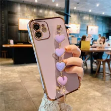 

Fine Hole Electroplating Love Apple 12 Love Bracelet Phone Case Iphone11 Promax Pure Color All Applicable