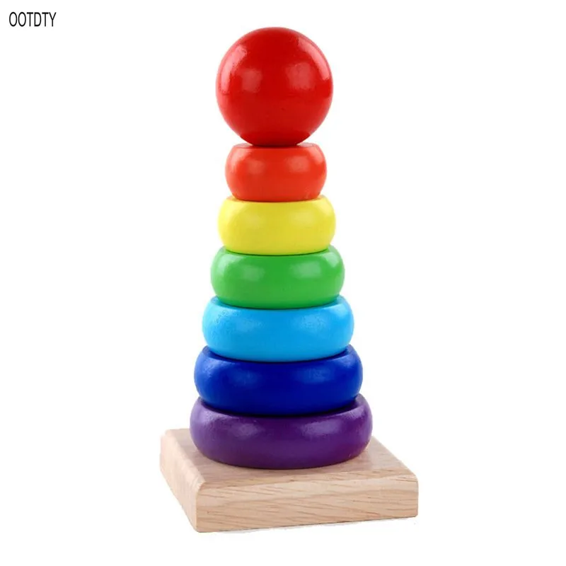 Монтессори Деревянные игрушки Детские обучающие игрушки Детские красочные деревянные блоки - Color: C