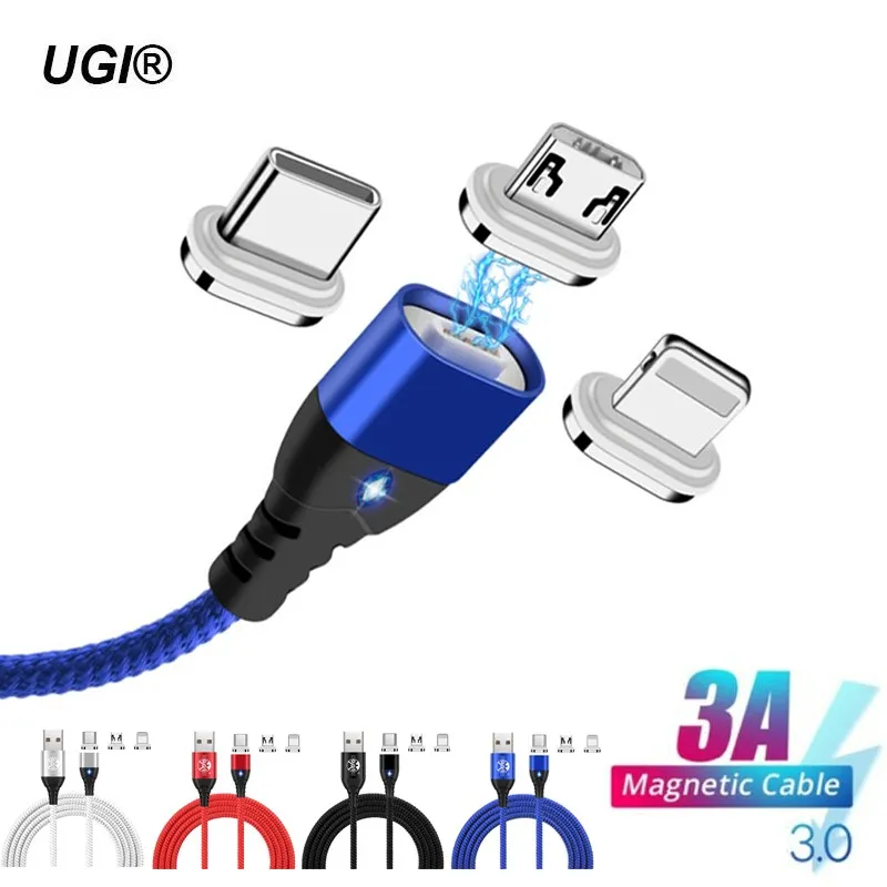 1/2 м Магнитный 3 а быстрый usb кабель для зарядки type C Micro USB IOS для iPhone X 5S SE 6 6 S 7 8 Plus для samsung S6 S7 S8 S9 Plus