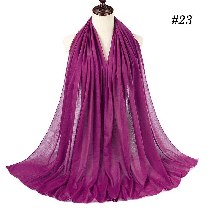 28 цветов шарф для женщин-мусульманок эластичные хиджабы исламские шали однотонные Модальные платок для женщин Джерси-шарф - Цвет: color 23